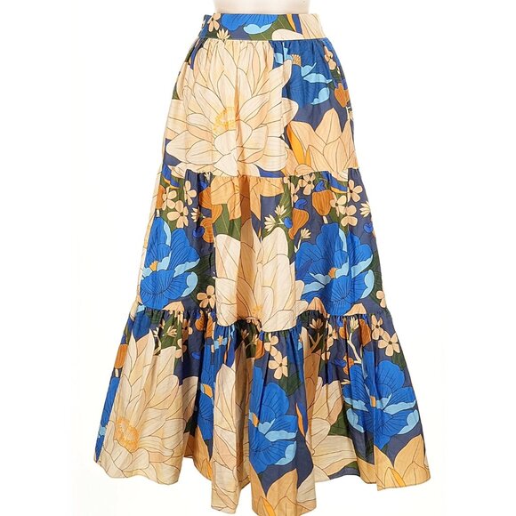 Sezane x Farm Rio Sakura Midi Skirt in Floral Mandacaru 36 4 - Picture 3 of 6